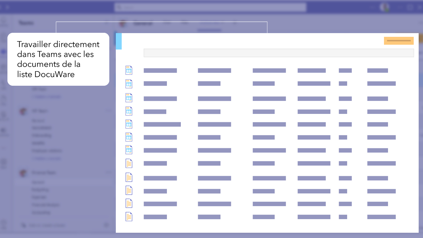 Une liste DocuWare dans Microsoft Teams